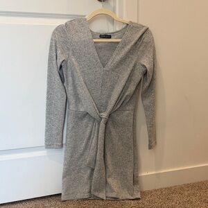 SHEIN Gray Long Sleeve Wrap Dress
